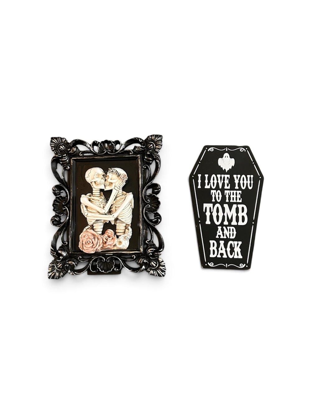 Gothic Skeleton Couple Wall Plaque - Black